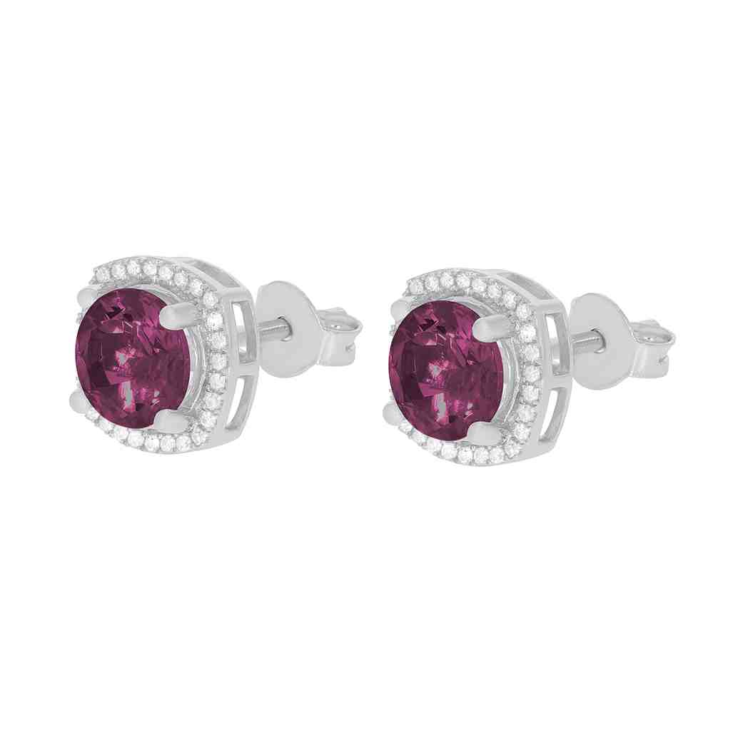Garnet and Diamond Halo Stud Earrings PD31345AER GARNET